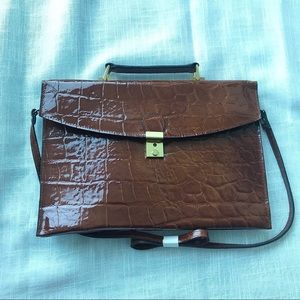 Satchel Shoulder Bag Emboss Leather Top Handle Bag